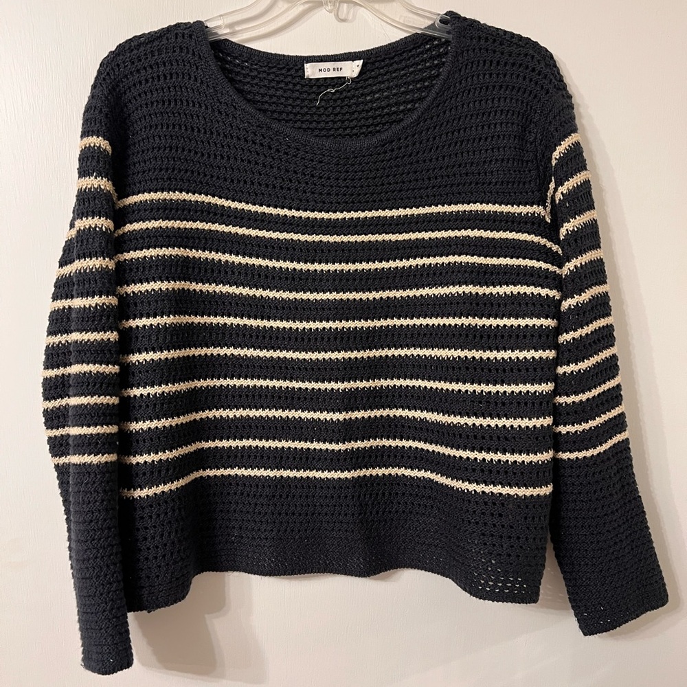 MOD REF FRENCH STRIPED CROCHET STYLE SWEATER ✨